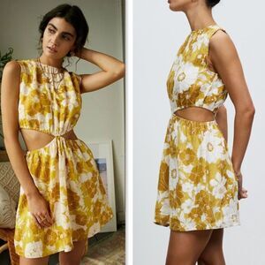 Faithful the Brand (sold at Tuckernuck) Linen Floral Cutout Mini Dress, Size 8